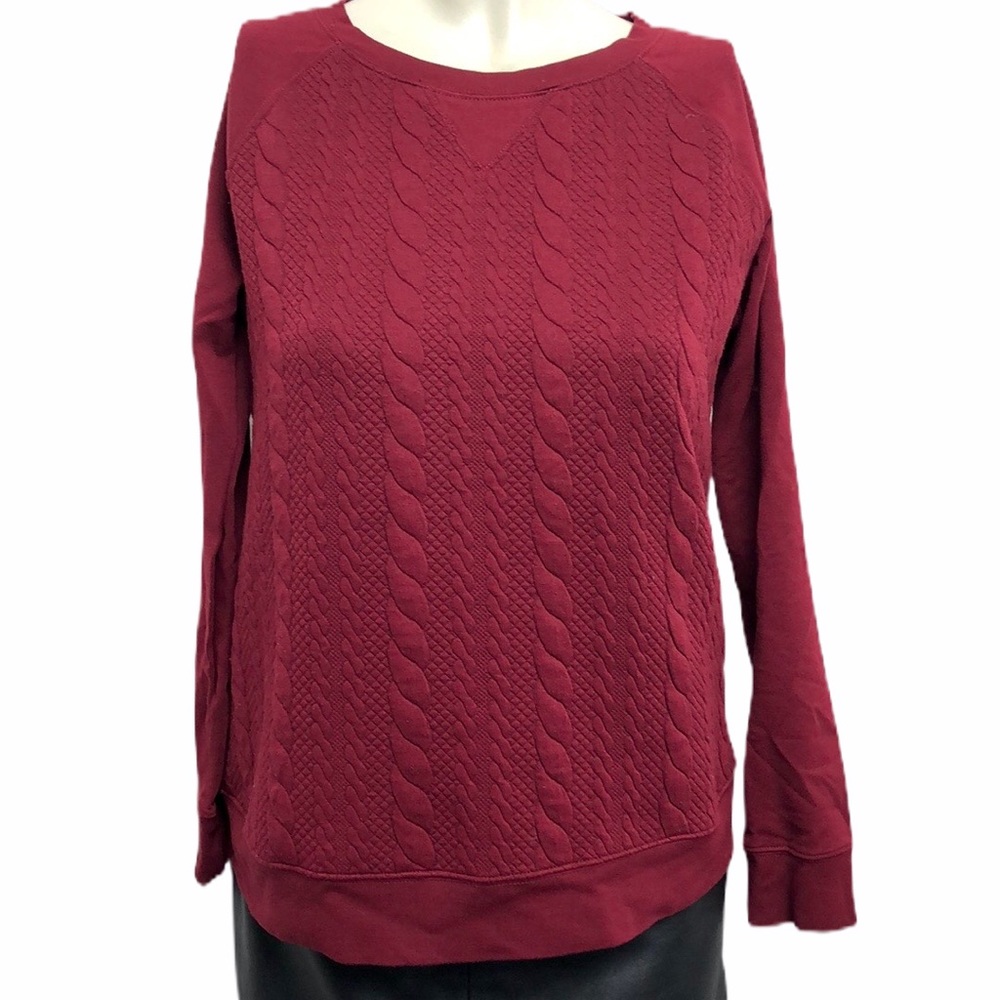 Dalia Red Textured Lightweight Sweatshirt Size S